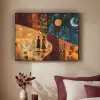 Silhouetten - Abstract - Zon - Maan Textielframe - compleet frame klein -sfeer1