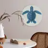 Schildpad - Blauw - Schild Akoestische PET Vilt - Rond klein -sfeer3