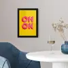 Oh ok - 3D - Geel - Roze fotolijst zwart zonder passe partout klein -sfeer4
