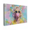 Vrouw - Blond - Roze kauwgom - Kleurrijk - Pastel canvas 2cm klein -z3d