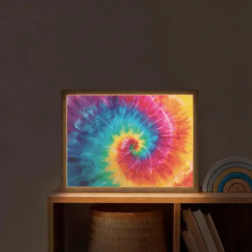 Regenboog - Tie dye - Kleurrijk - Blauw Light Box met batterij (Wandlamp kind) middel -sfeer1_kind