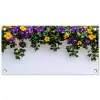 Bloemen - Muur - Geel - Paars tuinposter los doek klein -3d