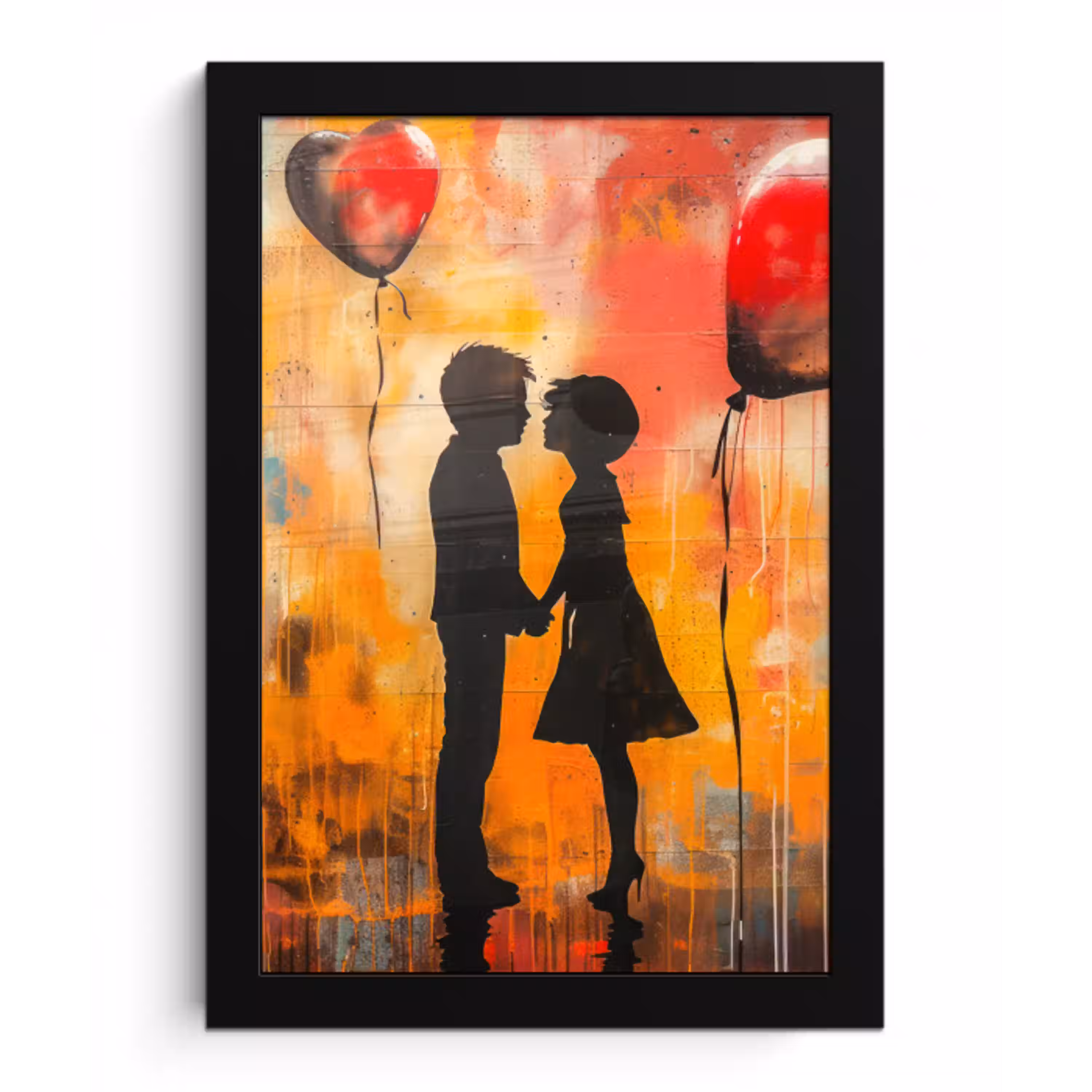 Street art - Liefde - Graffiti - Kunst - Banksy fotolijst zwart zonder passe partout klein -3d