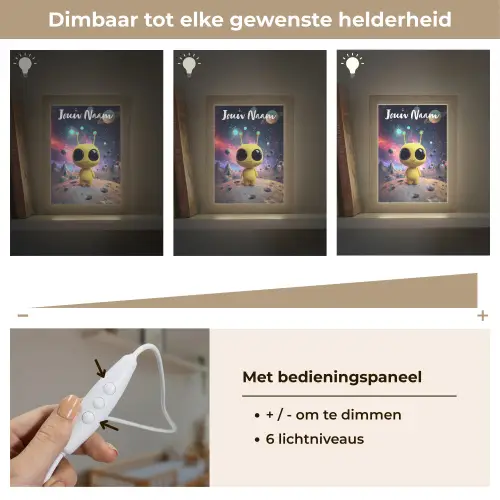 Alien - Ruimte - Geel - Planeten Light Box met kabel (Wandlamp kind) klein -USP_dimbaarNL