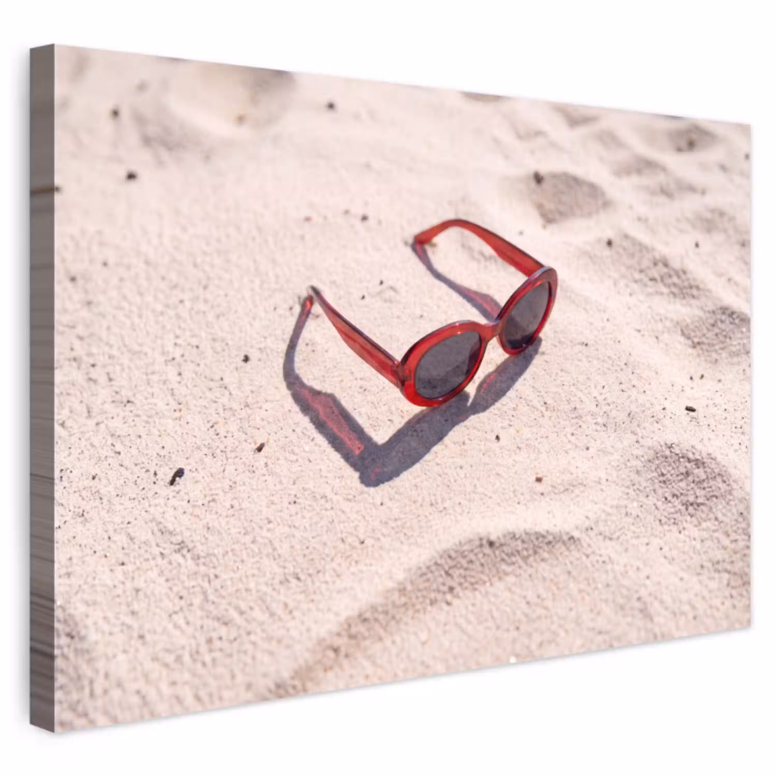 Zonnebril - Strand - Vakantie - Rood Tuinposter op houten frame 2 cm dik klein -3d