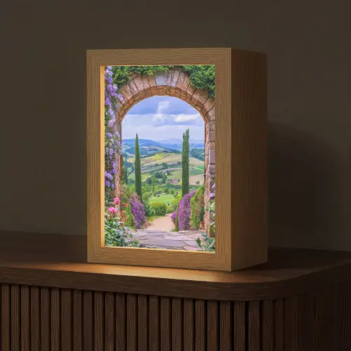 Doorkijk - Toscane - Landschap - Poort Light Box met kabel (Tafellamp) klein -z3d_website