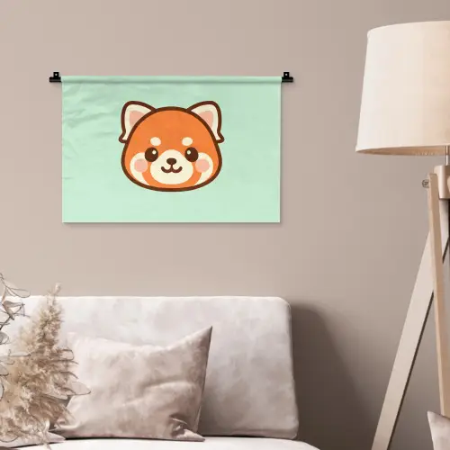 Rode panda - Groen - Cartoon Wandkleed katoen klein -sfeer4