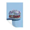 Glitters - Hamburger - Blauw Muursticker klein -3d