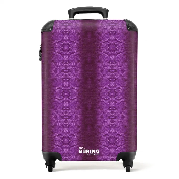 Dieppaars slangenhuid met symmetrische schubstructuur NBS - Handbagage koffer - Volwassenen Unisex middel -productfoto_recht