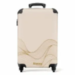 Minimal - Beige met gouden golven NBS - Handbagage koffer - Unisex middel -productfoto_recht