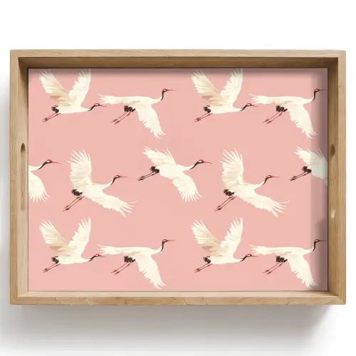 Modern - Kraanvogels - Roze Dienblad Rechthoek middel 911 -z3d_shopping