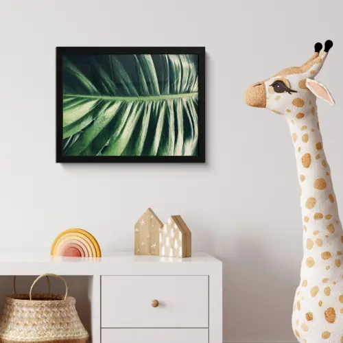 Inductie beschermer - Bananenblad - Tropisch - Jungle - Bladeren fotolijst zwart zonder passe partout klein -usfeer4_kinderkamer