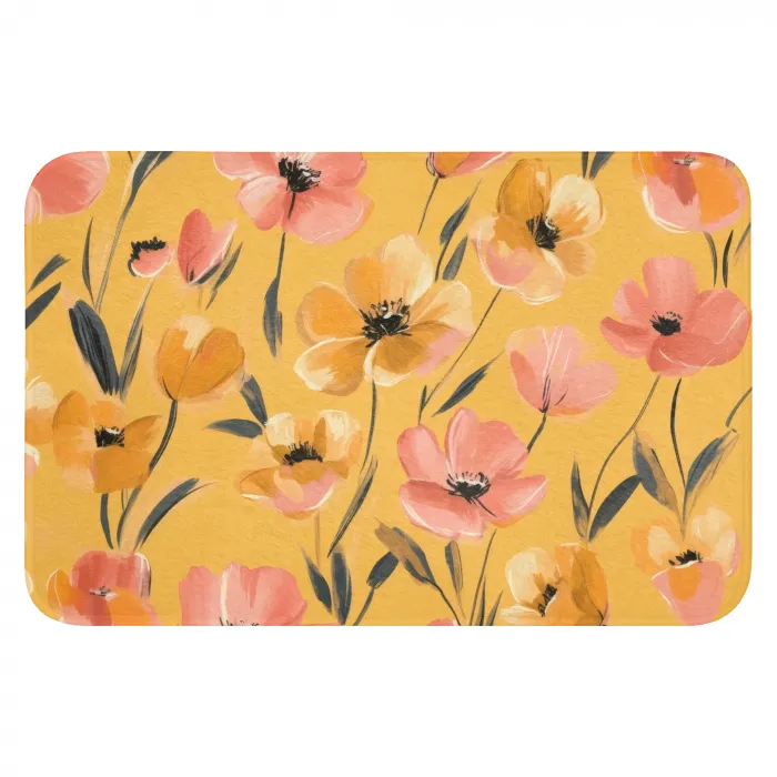 Bloemen - Geschilderd - Geel WCmat klein -3d