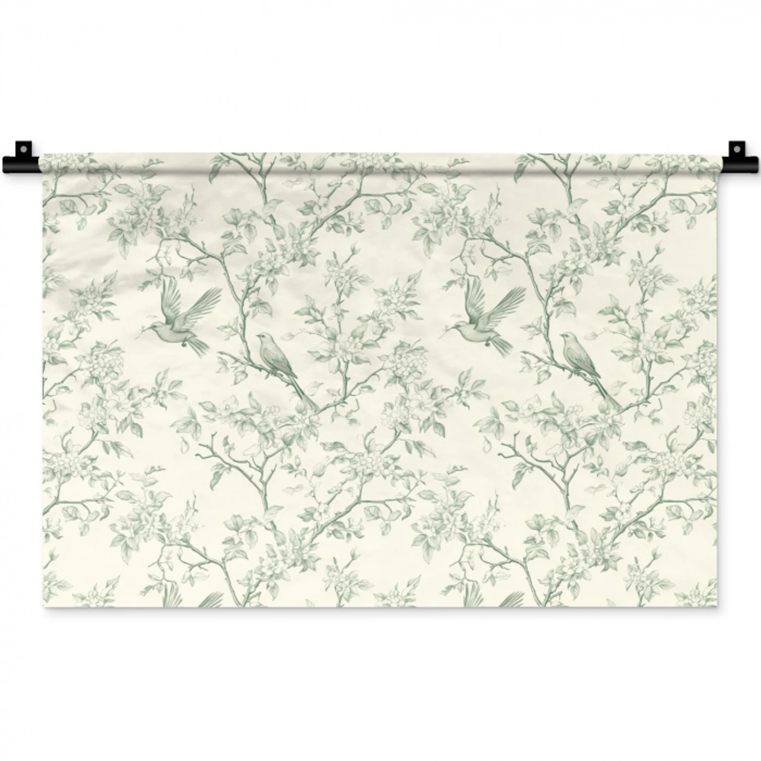 Klassiek - Vogels - Groen Wandkleed katoen klein 269 -zz3d