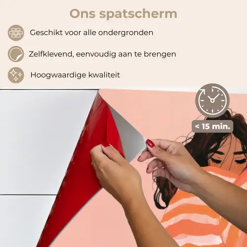 Meisje - Deken - Gestreept - Oranje keuken achterwand spatscherm klein -spatscherm_NL