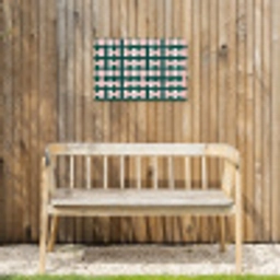 Vlechtpatroon - Groen - Roze - Grafisch Tuinposter op houten frame 2 cm dik klein 845 -sfeer4