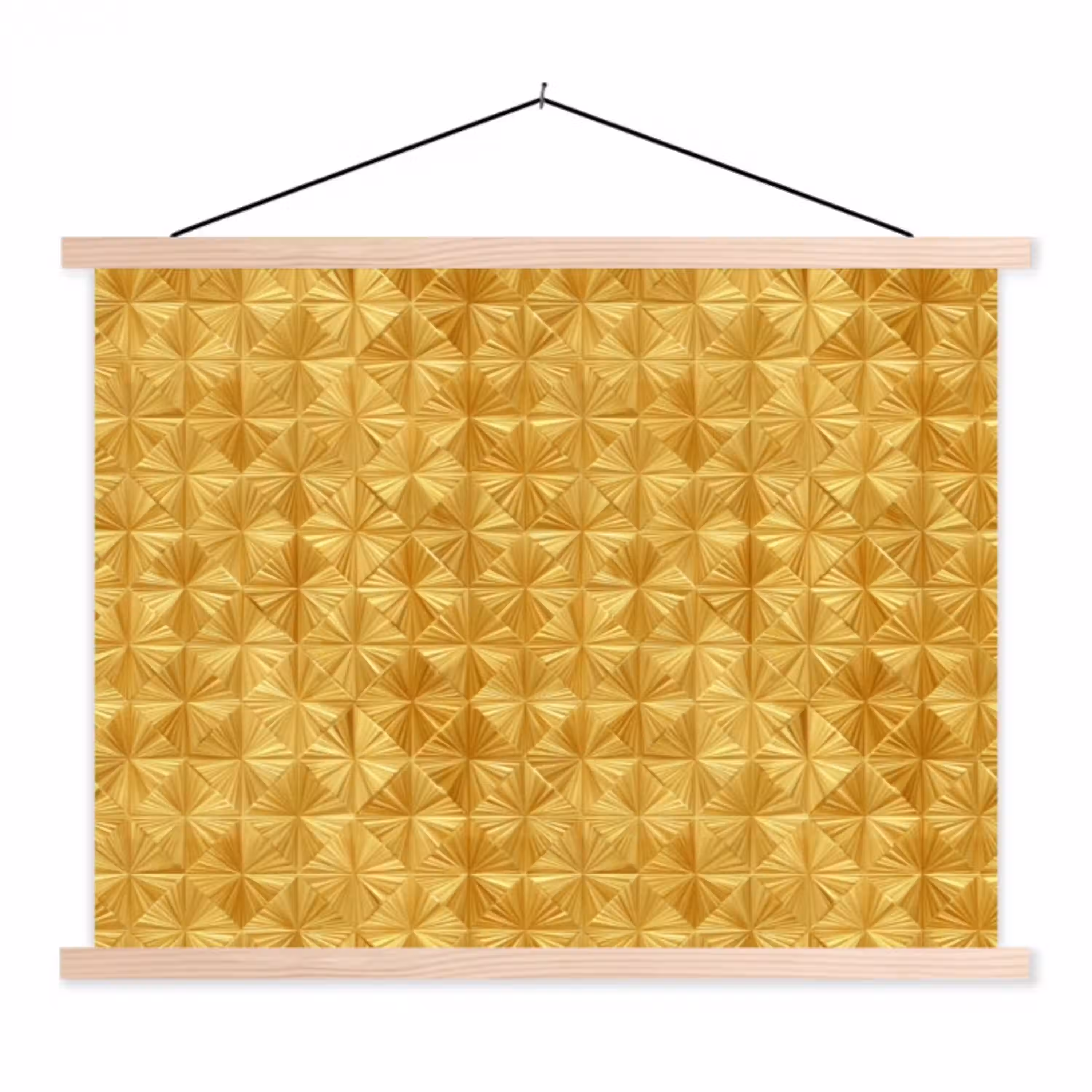 Tegels - Geometrisch - Reliëf - Goud textielposter latten blank klein 122 -3d