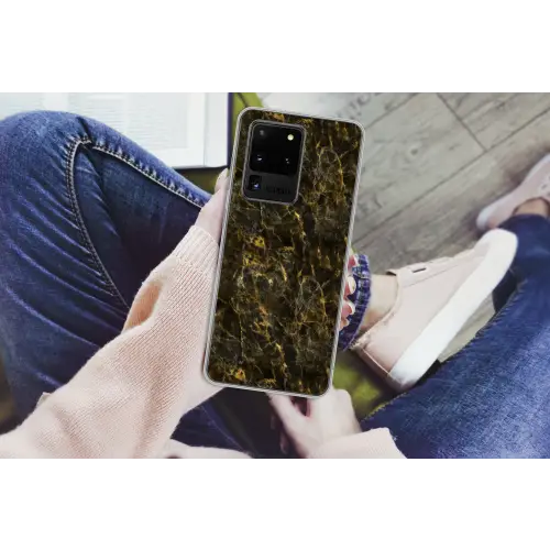 Zwart - Marmer - Goud Telefoonhoesje Samsung Galaxy S20 Ultra klein 358 -handS20Ultra