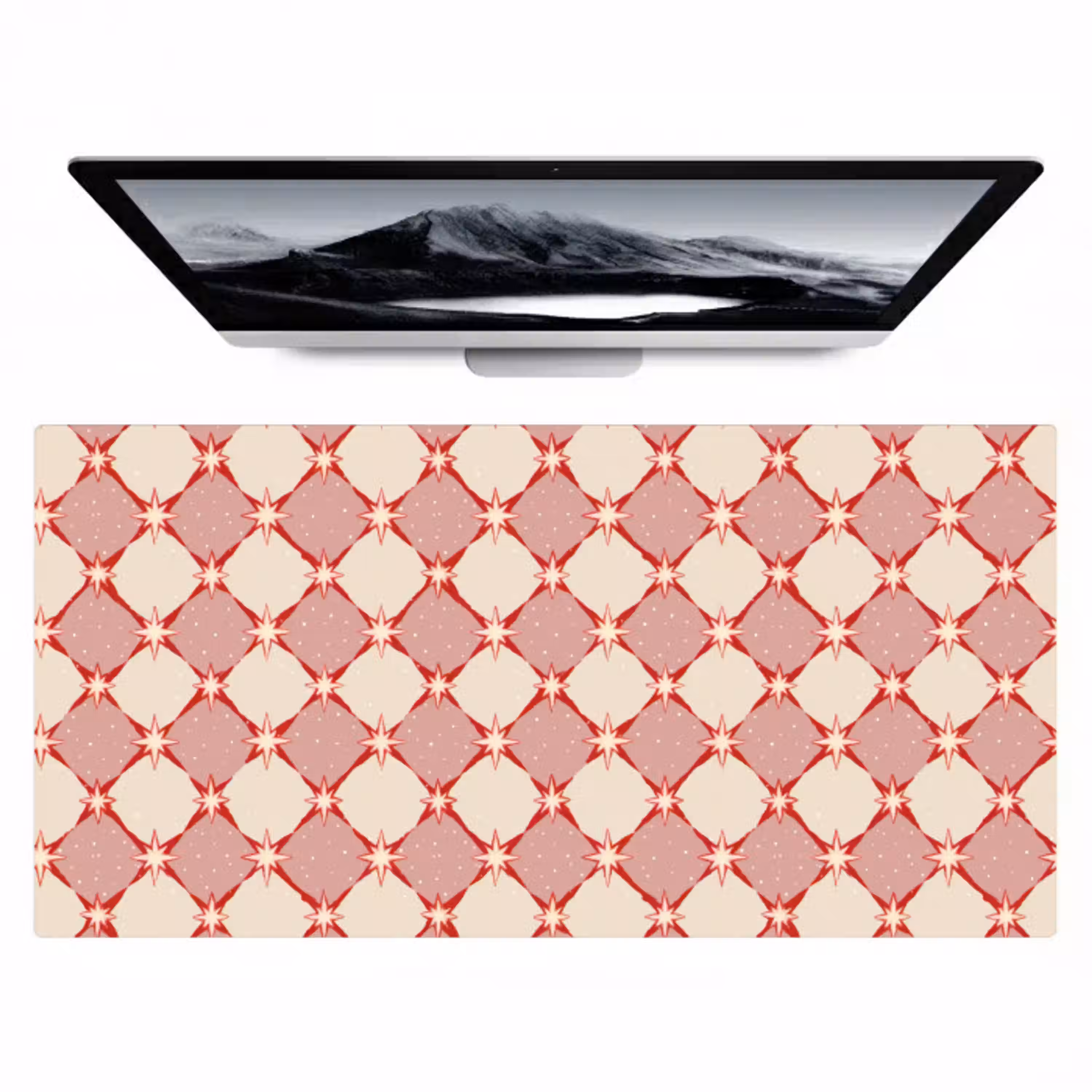 Ruiten - Sterren - Vintage - Oudroze - Rood Muismat XXL klein 681 -zzz3d
