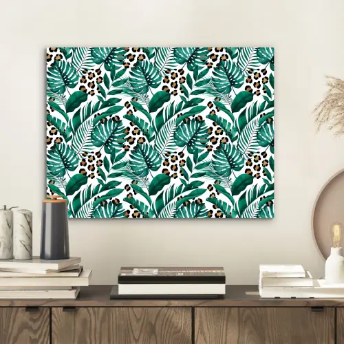 Panterprint - Bladeren - Jungle aluminium wit klein -sfeer1