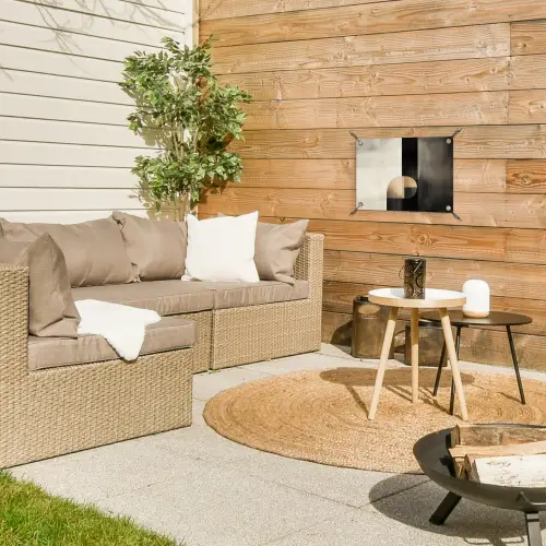 Vormen - Modern - Zwart tuinposter los doek klein -sfeer4