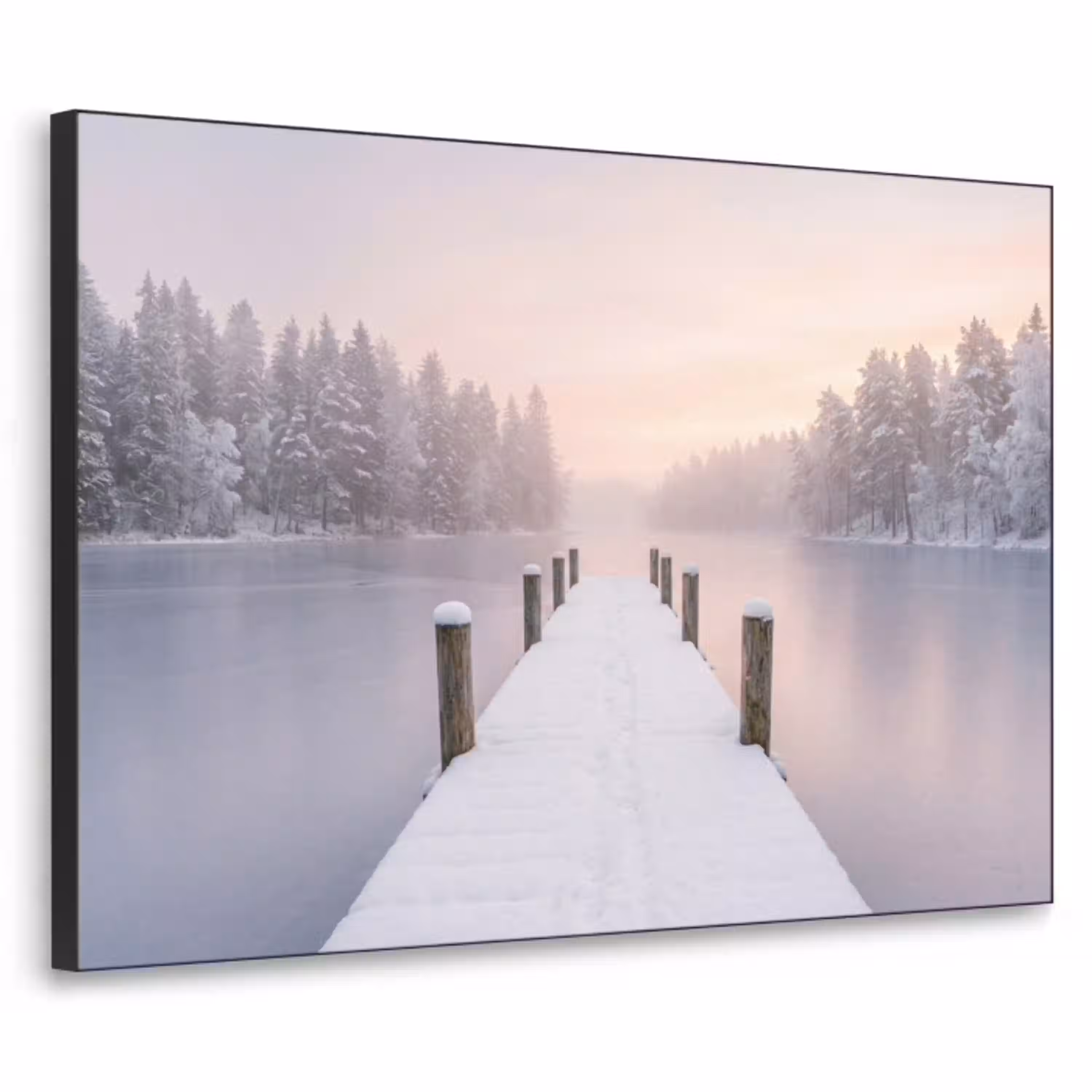 Steiger - Meer - Mist - Winter - Serene Textielframe zwart klein -3d