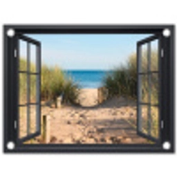 Uitzicht op Strand tuinposter los doek klein -3d