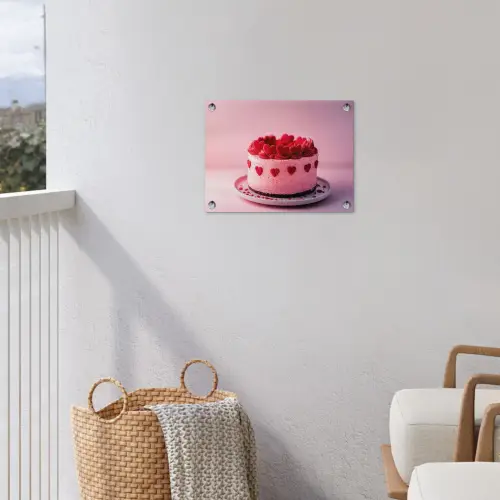 Taart - Hart - Roze tuinposter los doek klein -sfeer8