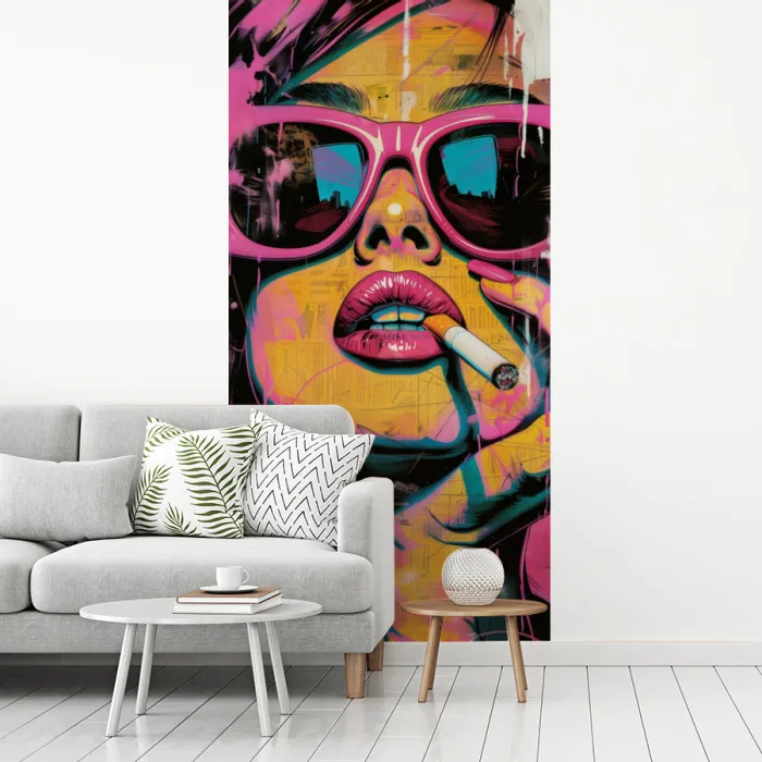 Portret - Vrouw - Abstract - Zonnebril fotobehang vinyl groot -woonkamer