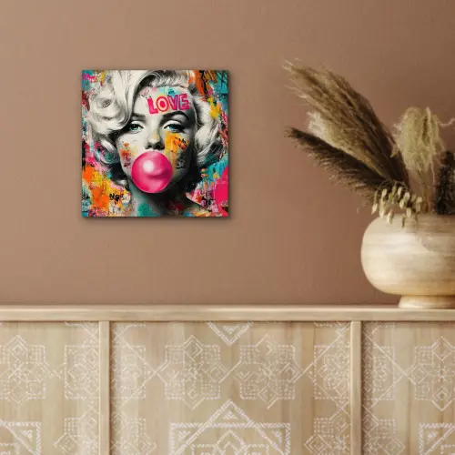 Vrouw - Kauwgom - Graffiti - Neonkleuren aluminium wit klein -sfeer4