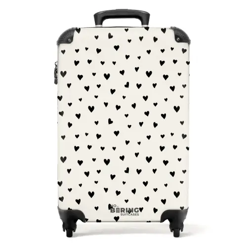 Valentijn hartjes verspreid patroon zwart NBS - Handbagage koffer - Kinderen Unisex middel -productfoto_recht