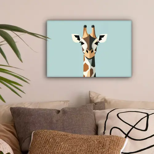 Giraffe - Illustratie - Bruin - Minimalistisch canvas 2cm klein -sfeer1