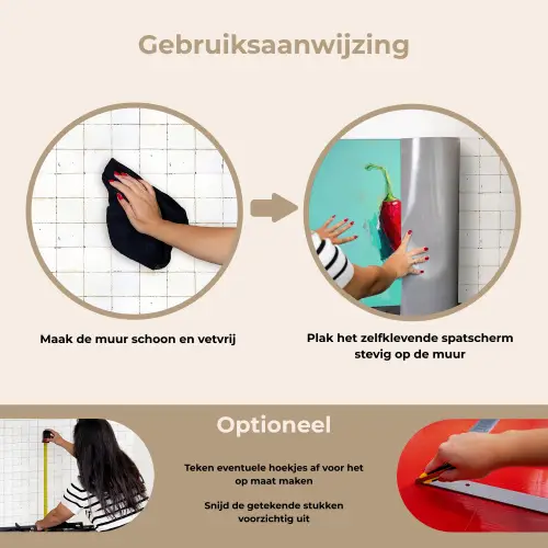 Chilipepers - Geverfd - Rood keuken achterwand spatscherm klein -gebruiksaanwijzing_NL