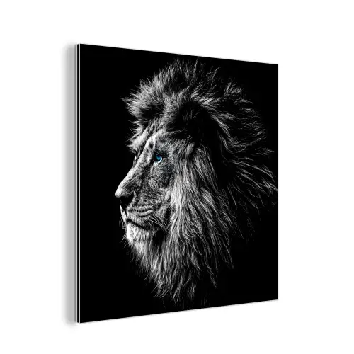 Zwart Wit - Leeuw - Kop - Dieren aluminium wit klein -3d