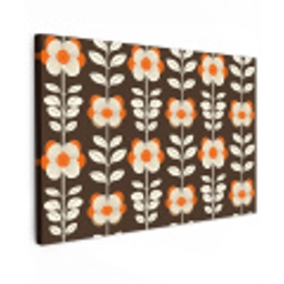 Bloemen - Retro - Bruin canvas 2cm klein 34 -z3d