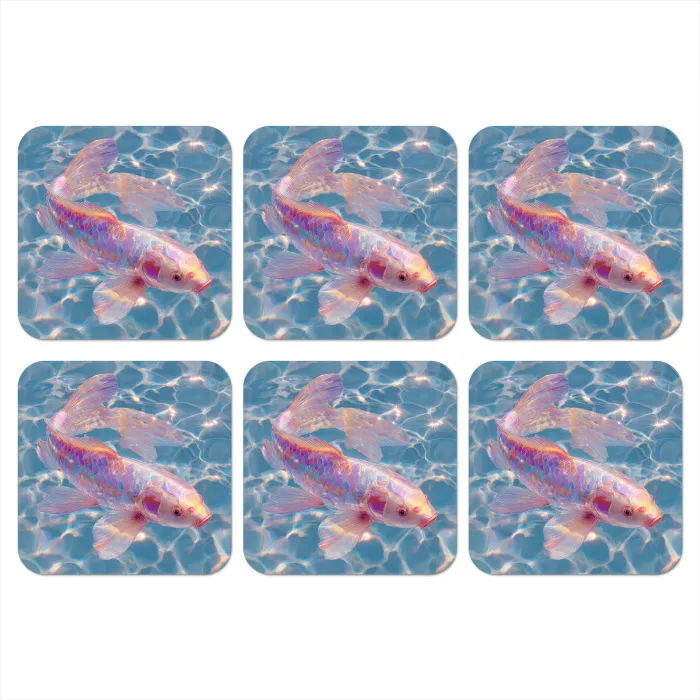 Vis - Water - Blauw - Licht onderzetter kurk middel -3d
