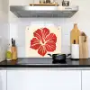 Rode hibiscusbloem - Textuur achtergrond - Beige Inductie beschemer met haakjes middel -sfeer2