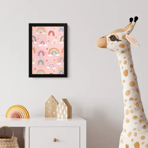 Regenboog - Patroon - Pastel - Handgetekend fotolijst zwart zonder passe partout klein -usfeer4_kinderkamer