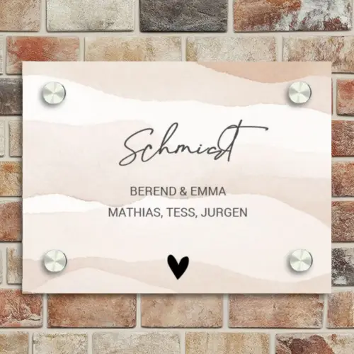 Beige lagen - Sierlijk Naambord Rechthoek middel -sfeer3