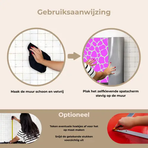 Mintgroen - Roze - Vlekken - Patroon keuken achterwand spatscherm klein 900 -gebruiksaanwijzing_NL