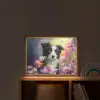 Hond - Bloemen - Natuur - Puppy - Bordercollie Light Box met batterij (Wandlamp kind) middel -sfeer1_kind