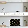 Macarons - Patroon - Goud - Zwart keuken achterwand spatscherm klein -voor_na_NL