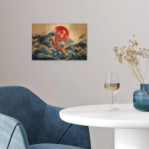 Koi - Zee - Golven - Zon poster papier klein -sfeer3
