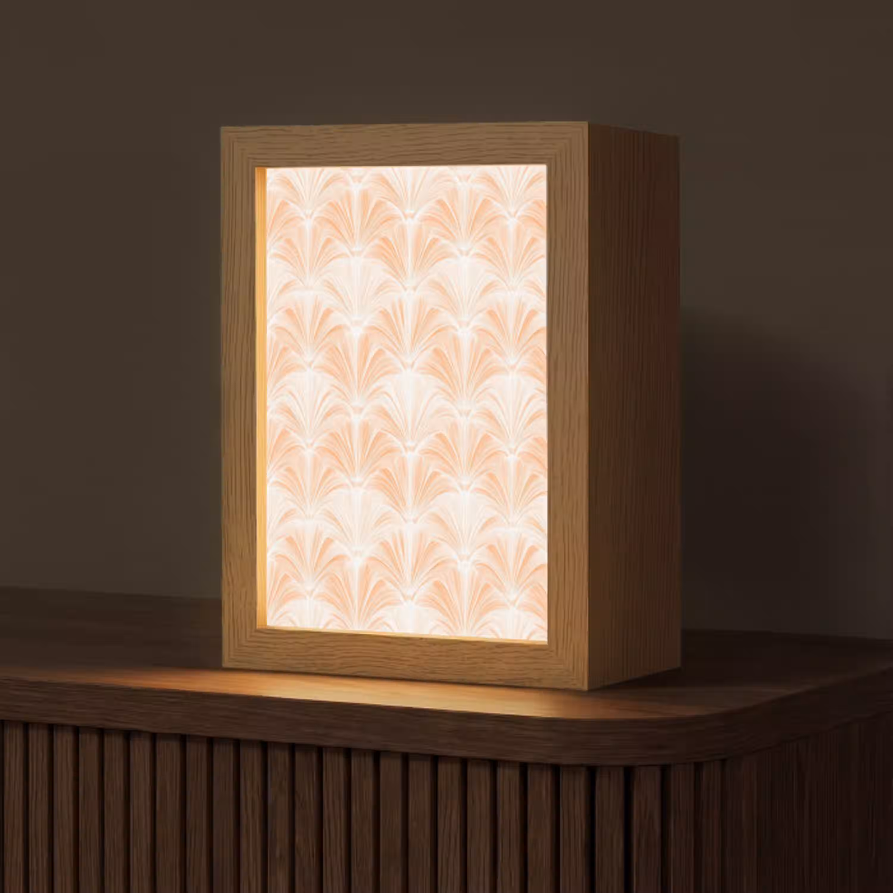 Waaier - Patroon - Perzik Light Box met kabel (Tafellamp) klein 925 -z3d_website