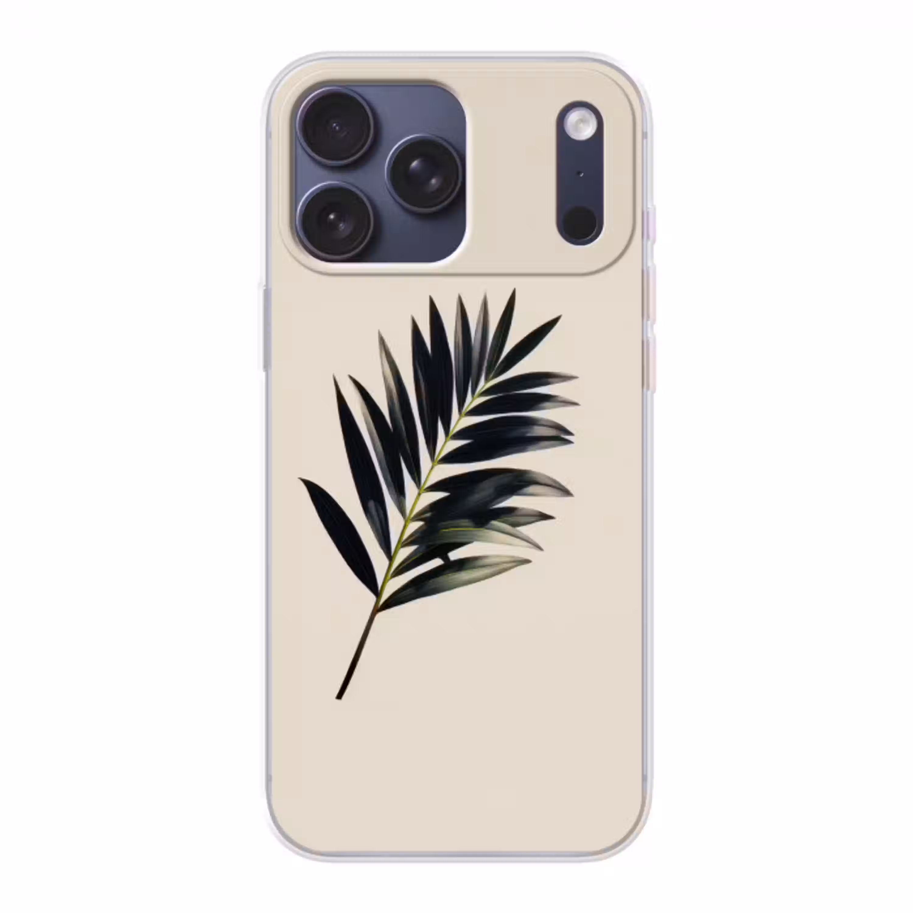 Palmblad - Subtiel - Groen - beige Telefoonhoesje iPhone 17 Pro Max klein -3d