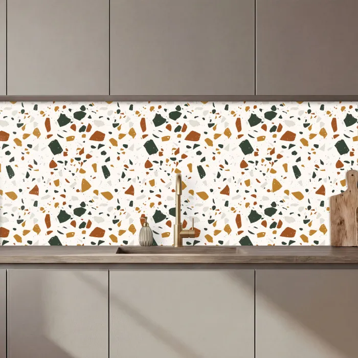 Terrazzo - Patroon - Wit - Terra keuken achterwand 2 middel 871 zz_3dshopping