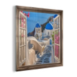 Doorkijk - Santorini - Landschap - Blauw - Grieks plexiglas 5mm klein -z3d