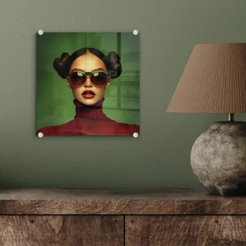 Vrouw - Groen - Bril - Aesthetic - Modern plexiglas 5mm klein -sfeer3