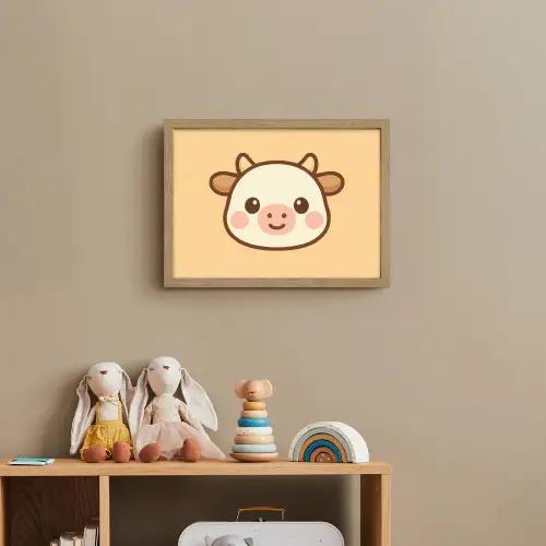 Koe - Oranje - Cartoon Light Box met batterij (Wandlamp kind) middel -sfeer2_kind
