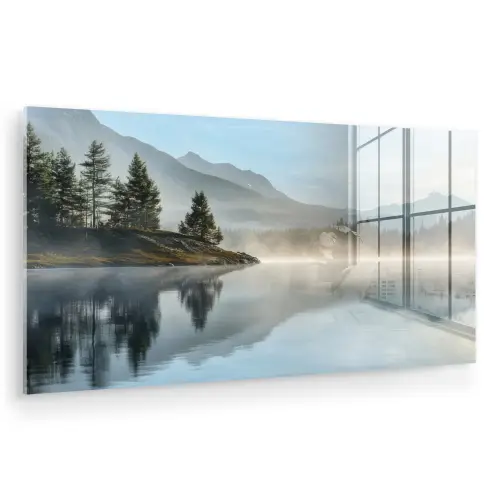 Meer - Mist - Bergen - Landschap plexiglas 5mm klein -zzzproduct_nieuw